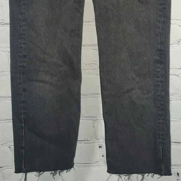 Zara Women's Relaxed Baggy Fit Button Up Black Non Distressed  Unhem Jeans Sz 2 - Picture 4 of 12